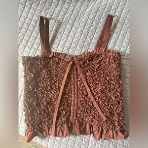 Crinkle brown Anthropologie tank top